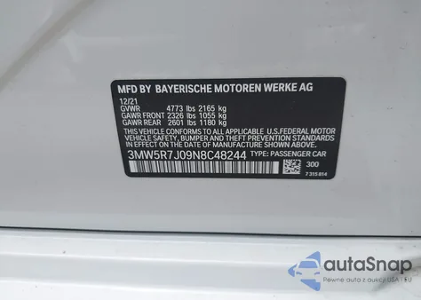 2022 BMW 330I xDrive from USA, damaged, VIN 3MW5R7J09N8C48244